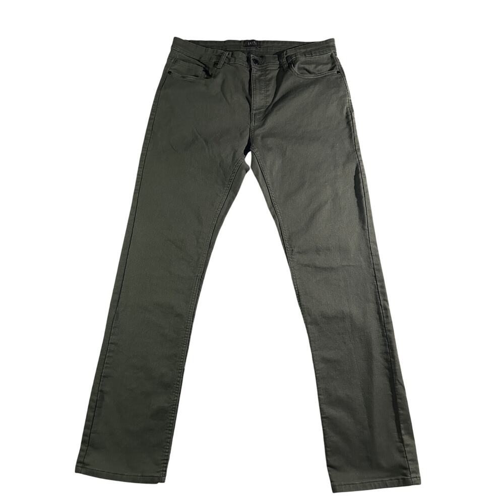 Jachs NY Men’s Olive Green Slim Straight Pants ~36x34 Stretch Casual Jeans